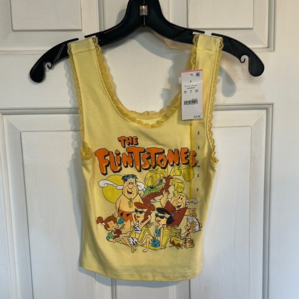 The Flintstones Yellow Cropped tank size small NWT